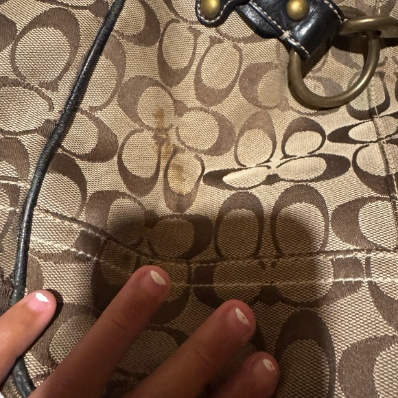 Coach Brown and Black Signature Shoulder Bag